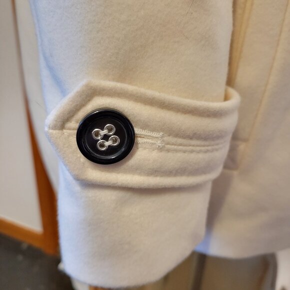 Apt. 9 Pea Coat Single breasted Warm White Large 60% Wool Classic Chic Cottage - Picture 9 of 16